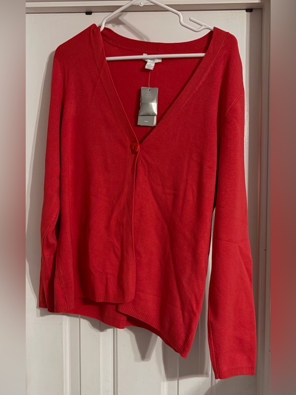 Charter Club Coral Red V-Neck Single Button Cardigan - Picture 5 of 6